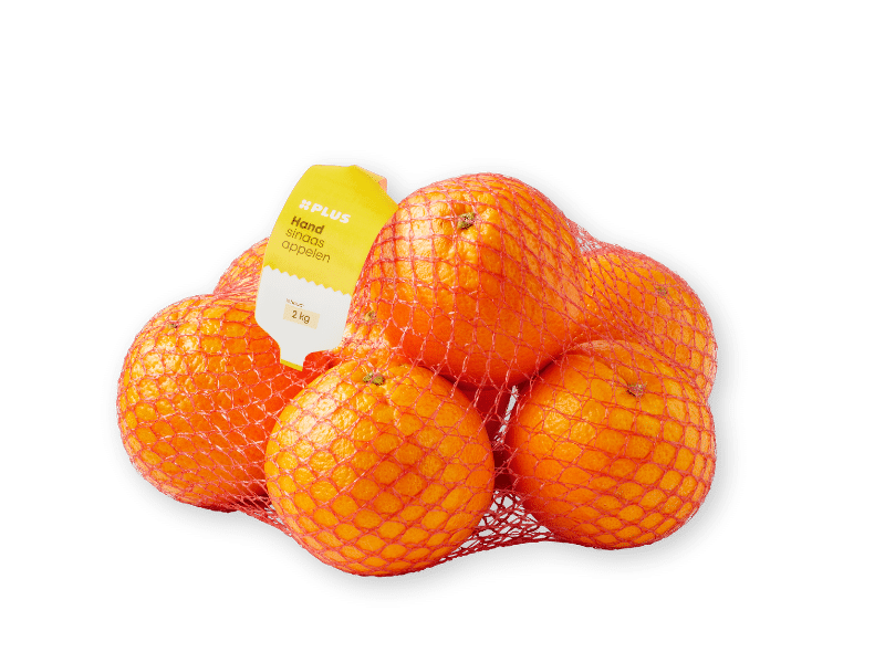 Clipped net bag with oranges