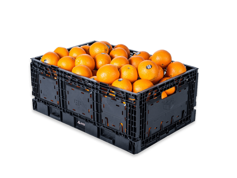 crate with oranges