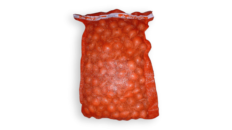 rollstock mesh bag with onions