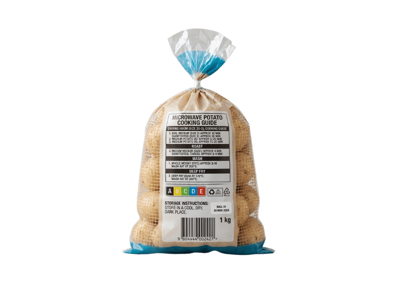 wicketed semi-mesh bags with potatoes